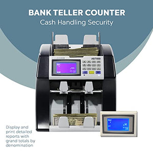 AB7500 by AccuBANKER Dual Pocket Mixed Bill Value Counter- Mixed Denomination, Multi Currency, Value Counter & Sorter. Bank Grade Money Counter & Counterfeit Detector Machine. Up to 1200 bills per min
