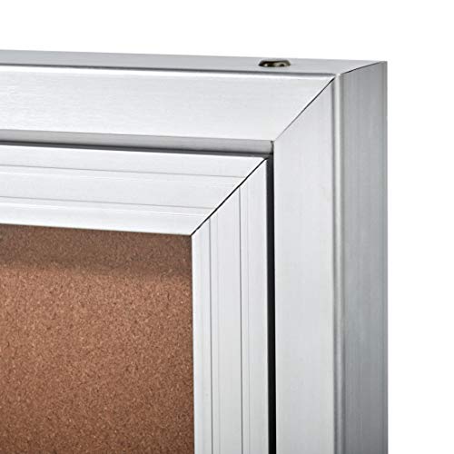 Adir Enclosed Bulletin Board - Single Door Locking Cork Board Display Board for Home, School, Office, and More. 24"x36" (Silver / Cork)