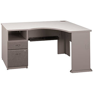 Bush Business Furniture Series A Single 2 Drawer Pedestal Corner Desk, Pewter
