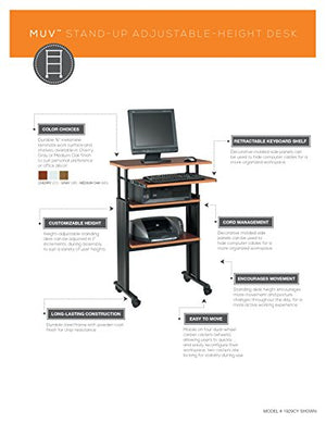Safco Products 1929CY Muv 35-49" H Stand-Up Desk Adjustable Height Computer Workstation with Keyboard Shelf, Cherry