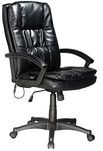 Comfort Products 60-6810 Leather Executive Chair with 5-Motor Massage, Black