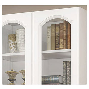 GLigeT Glass Door Bookshelf Storage Locker White Floor Rack Bookcase