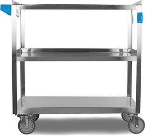 Carlisle FoodService Products Stainless Steel Utility/Service Cart, 500 lb Capacity, 35"x21"x36