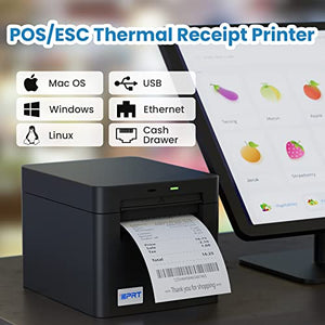 iDPRT Thermal Receipt Printer- POS Printer with Auto-Cutter, 260mm/s High Speed，83/80/58 mm ESC/POS Receipt Printer Support Cash Drawer/USB/Ethernet, Support Windows, Mac OS, Linux, Javapos, OPOS