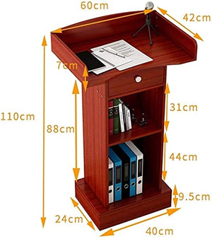 JOuan Lectern Podium Stand with Drawer, Portable Wooden Presentation Table