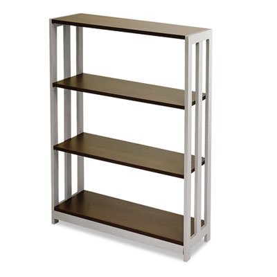 Linea Italia TR735MOC Trento Line Bookcase, Three-Shelf, 31-1/2w x 11-5/8d x 43-1/4h, Mocha
