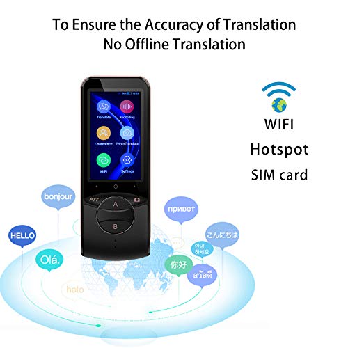 FastDict Smart Voice Language Translator Device, 75 Languages Real-Time Translation, Image Recognition & Translating, Remote International Conference for Business Travel Learning (Black)