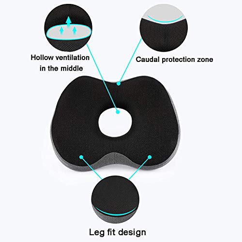 XIXIDIAN Memory Foam Seat Cushion for Office Chair and Car Seat - Lower Back Pain Relief