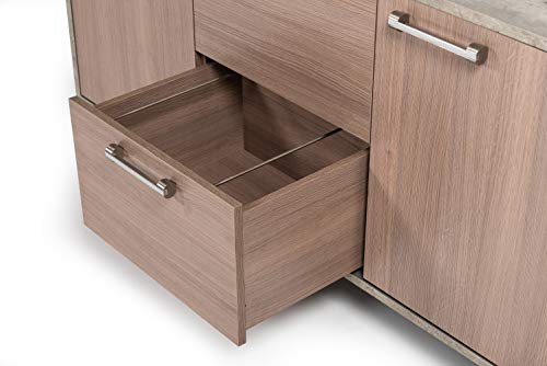 Limari Home Baston Collection Modern Style Oak & Faux Concrete Laminat Home Office File Cabinet