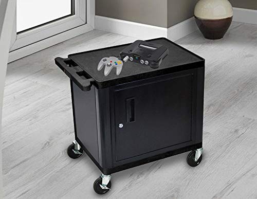 Luxor AV Cart with Cabinet and Electric - 26"H, 2 Shelves