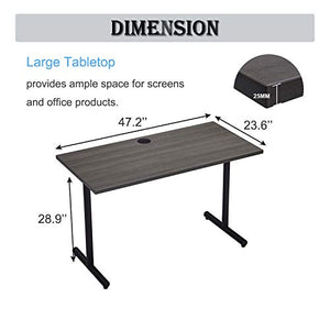 Sunon Modern Computer Desk Home Office Workstation Writing Table with Cable Hole, 47 Inch, Grey
