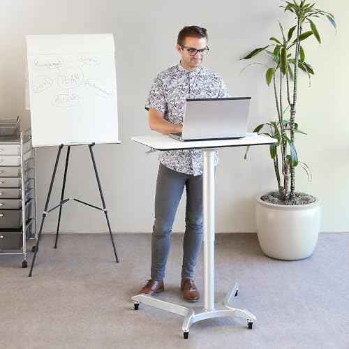 Seville Classics AIRLIFT XL 28" Height Adjustable Laptop Desk Cart, White