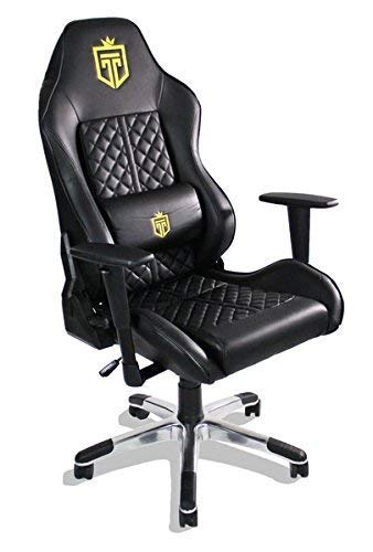 GT Throne, Immersive Gaming Chair, Vibrating Computer and Console Chair, Racing Style High-Back with Lumber Support and Headrest (Bold Gold)