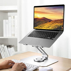HNTHY 360 Rotating Desktop Laptop Stand Adjustable Aluminum Notebook Stand Compatible with 10-17 Inch