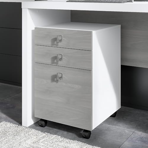 Bush Business Furniture Echo Collection Mobile Cabinet | Under Desk Filing Drawer Storage, 16W, Pure White/Modern Gray