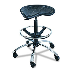 Safco Products SitStar Stool 6660BL, Black, Chrome Base, Height Adjustable, Tractor-Shaped Seat