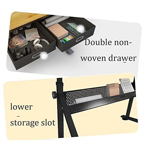 VejiA Drafting Table Drawing Desk Craft Station with Tiltable Tabletop and 2 Storage Drawers