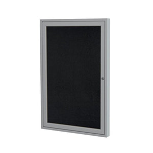 Ghent 36"x36" 1-Door indoor Enclosed Recycled Rubber Bulletin Board, Shatter Resistant, with Lock, Satin Aluminum Frame,Black (PA13636TR-BK) ,Made in the USA