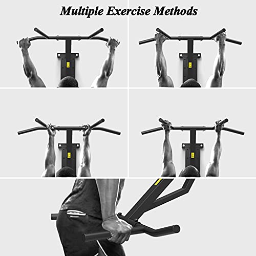 Heavy Duty Pull Up Bar Wall Mounted Chin Up Bar Dip Stand Power Tower, Multifunctional Upper Body Workout Bar, Home Gym Fitness Strength Training Equipment