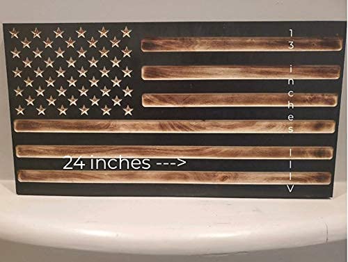 San Tan Woodworks Carved Burnt Wood Concealment American Flag. American Concealment Cabinet for The Home (Burnt)