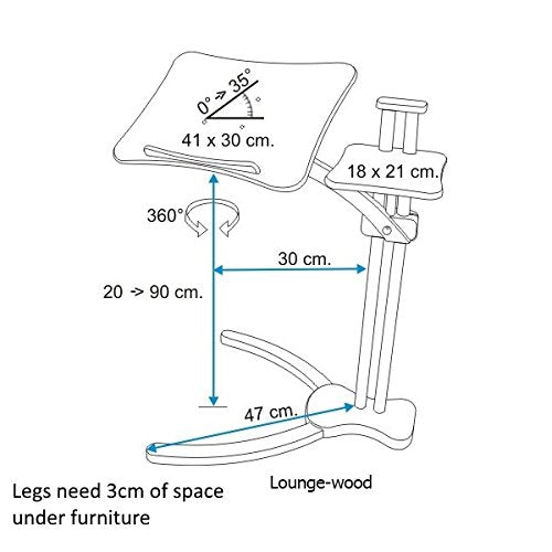 Lounge-wood Classic - Laptop Table supports up to 17-18 inch Laptops, Tablet PC, Ipad, Lectern for E-book. Mousepad for external Mouse.