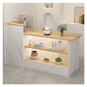 LLINVX Reception Counter Desk with Display Shelf & Drawers