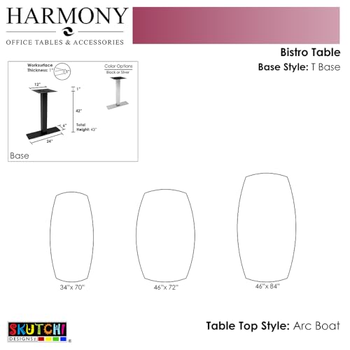 SKUTCHI DESIGNS INC. Large Standing Height Office Table | 4x6 Bistro Height Arc Boat Shaped Table