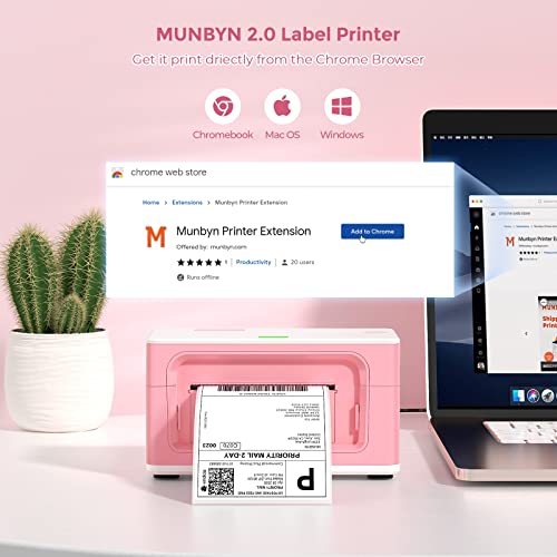 MUNBYN Thermal Printer, Label Printer for Shipping Packages 4x6 Labels [Upgraded 2.0] Thermal Label Printer for Home Business, Compatible with Amazon, Etsy, Ebay, Shopify, FedEx, UPS, USPS