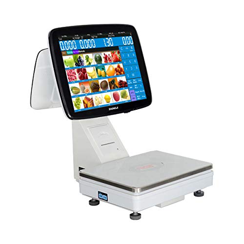 ZHONGJI 2022 All-in-One POS System Weighing Checkout Scale Built-in 80mm Receipt Printer for Vegetable Fruits Markets, Grocery Stores, Retail SET04-15KG
