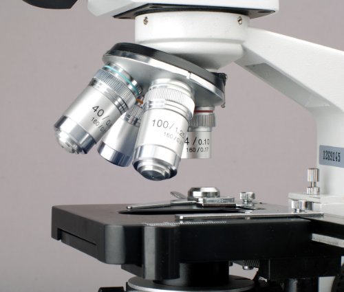AmScope T120B-5M Digital Professional Siedentopf Trinocular Compound Microscope, 40X-2000X Magnification, WF10x and WF20x Eyepieces, Brightfield, LED Illumination, Abbe Condenser with Iris Diaphragm, Double-Layer Mechanical Stage, 100-240VAC, Includes 5MP