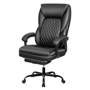 BestEra Big and Tall Executive Office Chair with Foot Rest - Reclining High Back Leather Chair