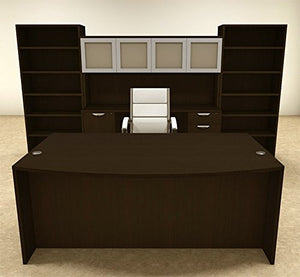 UTM Furniture 8pc Modern Executive Office Desk Set, Fan Front, OT-SUL-D20