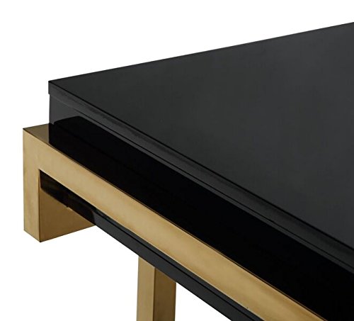 TOV Furniture The Majesty Collection Contemporary Style Bedroom Office Writing Desk, Black with Gold Accents