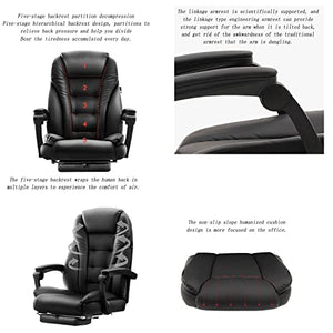 HUIQC Managerial Executive Office Chair with Linkage Armrest and Footrest, Adjustable Height - Ergonomic Computer Gaming Swivel Seat