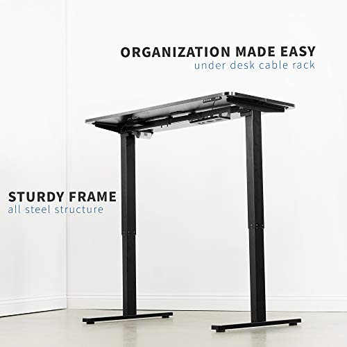 VIVO Electric 47 x 24 inch Stand Up Desk, Complete Height Adjustable Standing Workstation, Frame and Top, Push Button Controller, Black, DESK-EV47TB