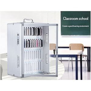 Phone Prison Wall-Mounted Aluminum Alloy Cell Phones Storage Cabinet Pocket Chart Storage Locker Box With Handle And Security Lock For Classroom Office (60 Slots) 16.1"x7.8"x25.3" Combination Safe Val