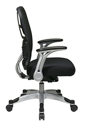 SPACE Seating Deluxe R2 SpaceGrid Back and Padded Mesh Seat, Self Adjusting Control, Platinum Finish Flip Arms and Platinum Coated Base Managers Chair