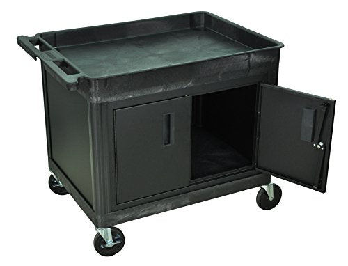 Luxor - 30 Inch Large Top Tub and Bottom Cabinet Shelf Cart (TC12C-B), Black