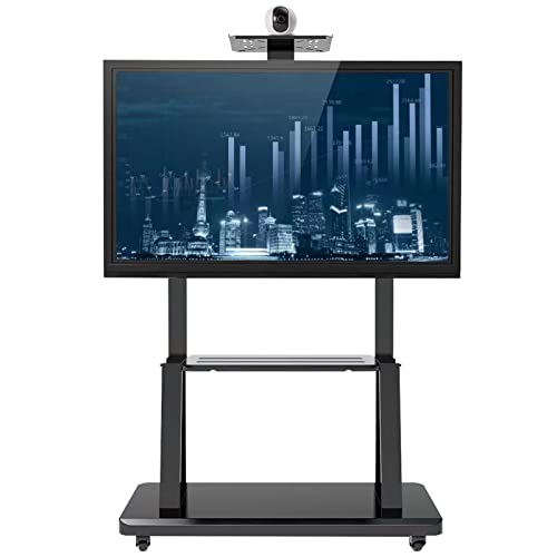 Ccsh Mobile TV Cart for 32" to 75" TVs Screen, Height Adjustable Rolling TV Stand with Storage Shelf, 220 Lbs Capacity