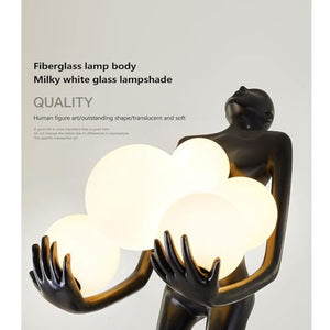 WAGLOS Human Shaped Fiberglass Resin Floor Lamp, Modern Art Sculpture, 160cm, White