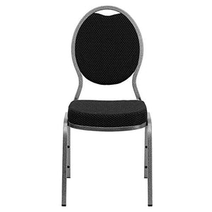 Flash Furniture 4 Pack HERCULES Series Teardrop Back Stacking Banquet Chair - Black Patterned Fabric/Silver Vein Frame