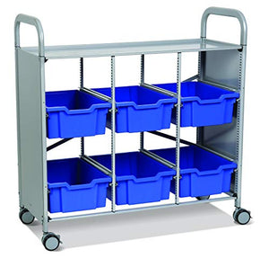 Gratnells Callero Plus Library Cart with 6 Deep F2 Royal Blue Trays