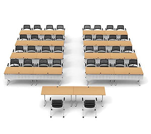 Team Tables 34 Person Training Meeting Seminar Classroom Model 7454 Folding Table Set