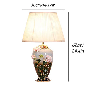 WAOCEO Traditional Ceramic Table Lamp 24.4 Inch Classical Enamel Color Craft Bedside Lamp