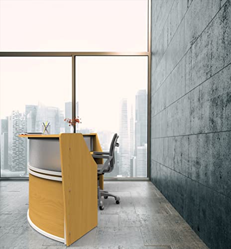 Linea Italia Curved Office Reception Desk Counter, 2 Panel, 124" x 49", Maple