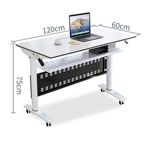 NeAFP Foldable Computer Table with Modesty Panel and Lockable Wheels