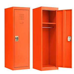 Kids Metal Storage Locker, Steel Storage Locker for Kids Room, Bedroom, Home, School, Locker Cabinet for Toys & Clothes (2 Keys Included, Orange)