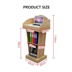 Yadlan Wooden Lectern Podium Stand with Open Storage Area