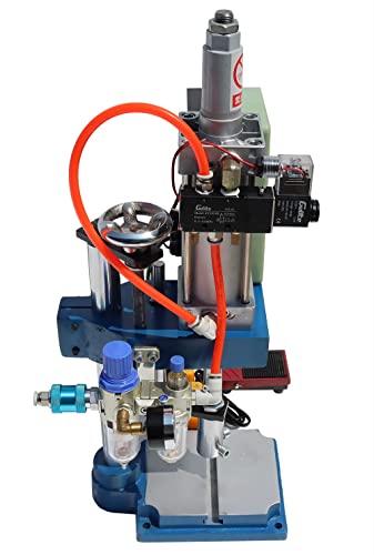 HayWHNKN Pneumatic Punch Press Machine with Display Controller Die Hole Punches Adjustable Cylinder Stroke Pneumatic Press for Sheet Metal Hole Punches Milling Machine 2 Buttons (200KG/440LB Pressure)110V