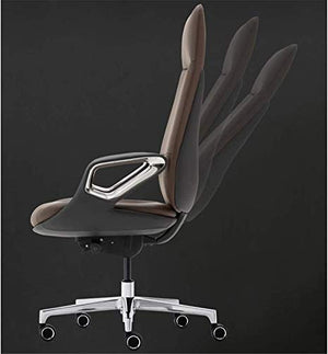 None Modern Leather Executive Office Chair - Reclining (PU Leather-Gray)